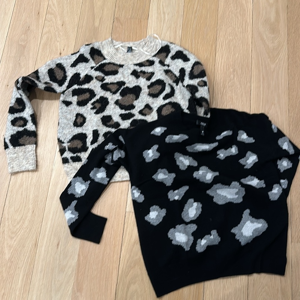 Aqua woman’s sweaters sold together - cheetah / leopard pattern - size xs